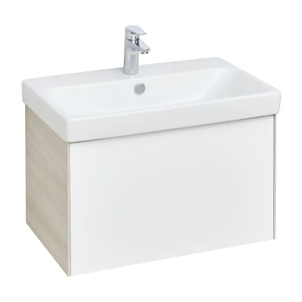 Тумба под раковину AQUATON Асти 70 белый глянец, ясень шимо 1A263001AXD70