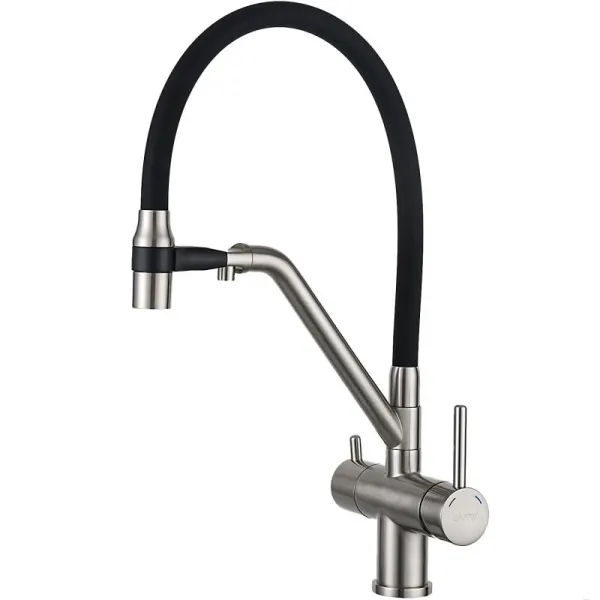 Смеситель для кухни с гибким изливом сатин черный GAPPO G4398-85