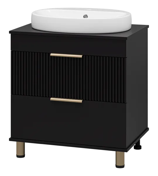 ENFIDA - 70 Тумба напольная 2 ящ. черная мат. эмаль + раковина