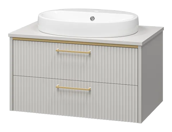 ELCHE - 80 Тумба подвесная с 2 ящ. сер.кашемир (эмаль) + раковина