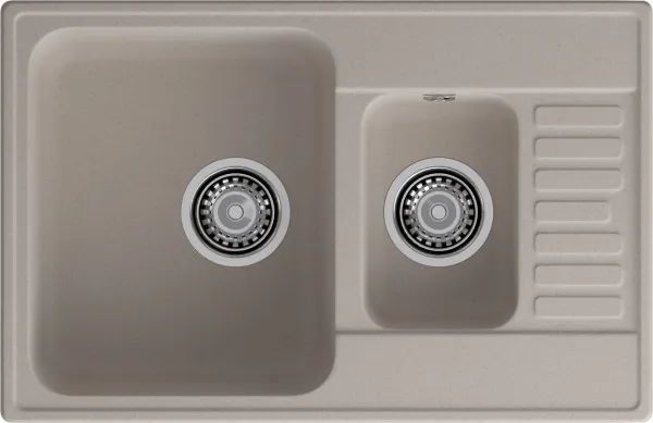 GranFest QUARZ (ECO-21К) Мойка 1.5-чаш+кр. 740*480 (песок)