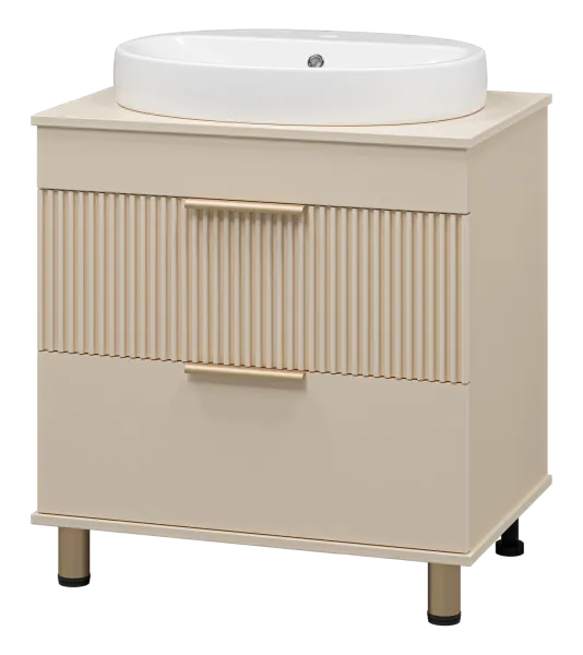 ENFIDA - 70 Тумба напольная 2 ящ. бежевая мат. эмаль + раковина