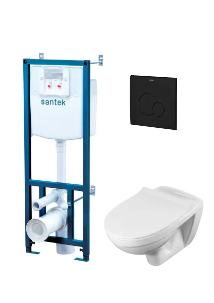 Пэк "Бореаль" rimless (подвес. безободковый унитаз с тонким сиденьем, инсталляция, панель черн. матт