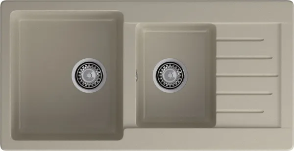 GRANFEST Мойка композит PRACTIK GF-P--980KL  2 чаши с  крылом 980*510 мм топаз  арт.GF-