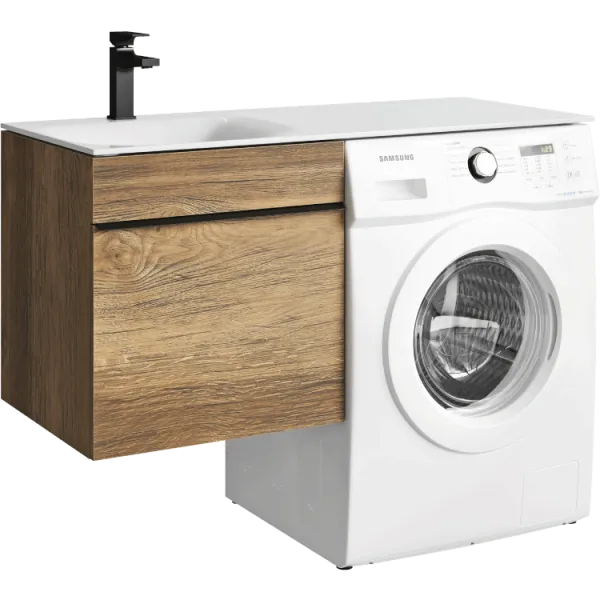 Подвесная тумба под стиральную машину с одним ящиком 115 см, цвет дуб балтийский