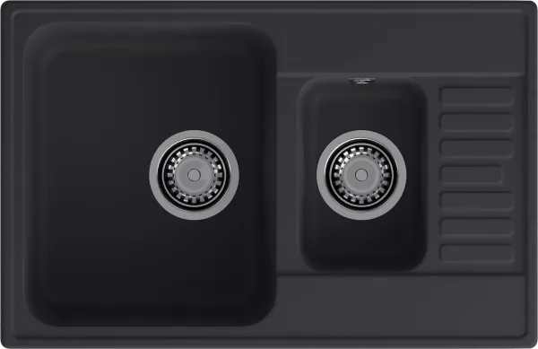 GranFest QUARZ (ECO-21К) Мойка 1.5-чаш+кр. 740*480 (черный)