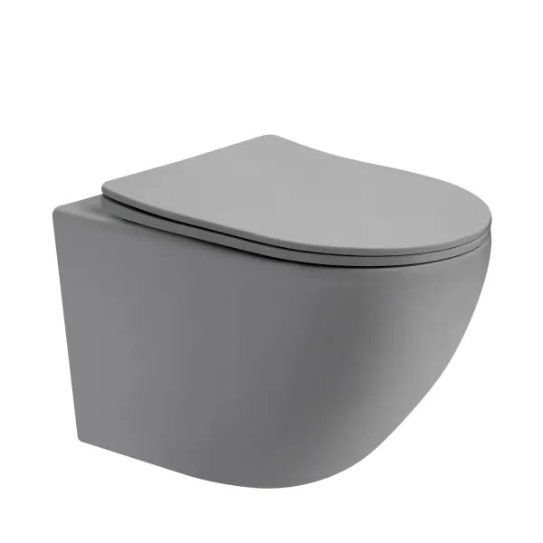 Унитаз ABBER Bequem AC1101TMG подвесной серый матовый, безободковый, смыв торнадо