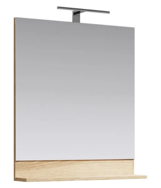 Зеркало 70см с полочкой, светодиодным светильником и выключателем.