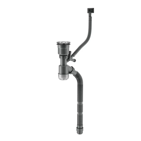 Сифон для мойки Splenka одинарный с прямоугольным переливом, нержавеющая сталь, сатин S600.40.05