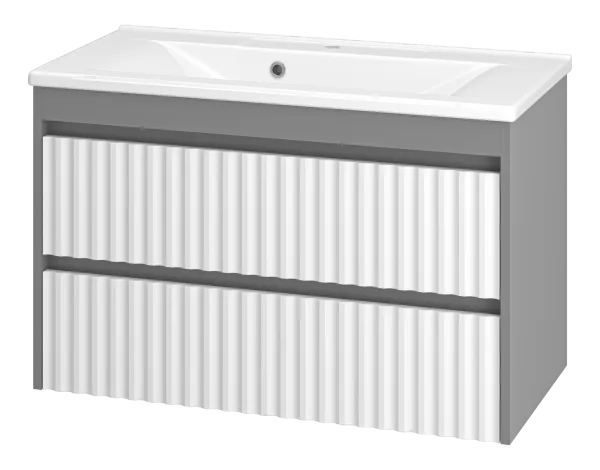 BALATON - 90 Тумба подвесная с 2 ящ. комбинированный+ раковина